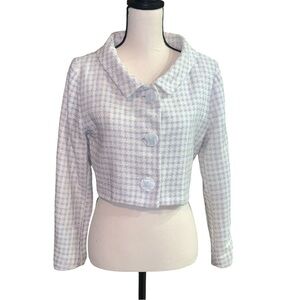 VTG Carla El Corte Ingles Jacket Womens 42 White/gray Crop Preppy Old Money